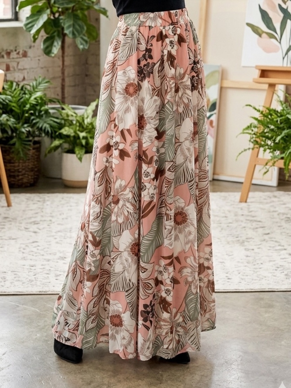 Cato Vibrant Pink & Green Floral Flowing Maxi Skirt – NWT Statement Piece 🌸